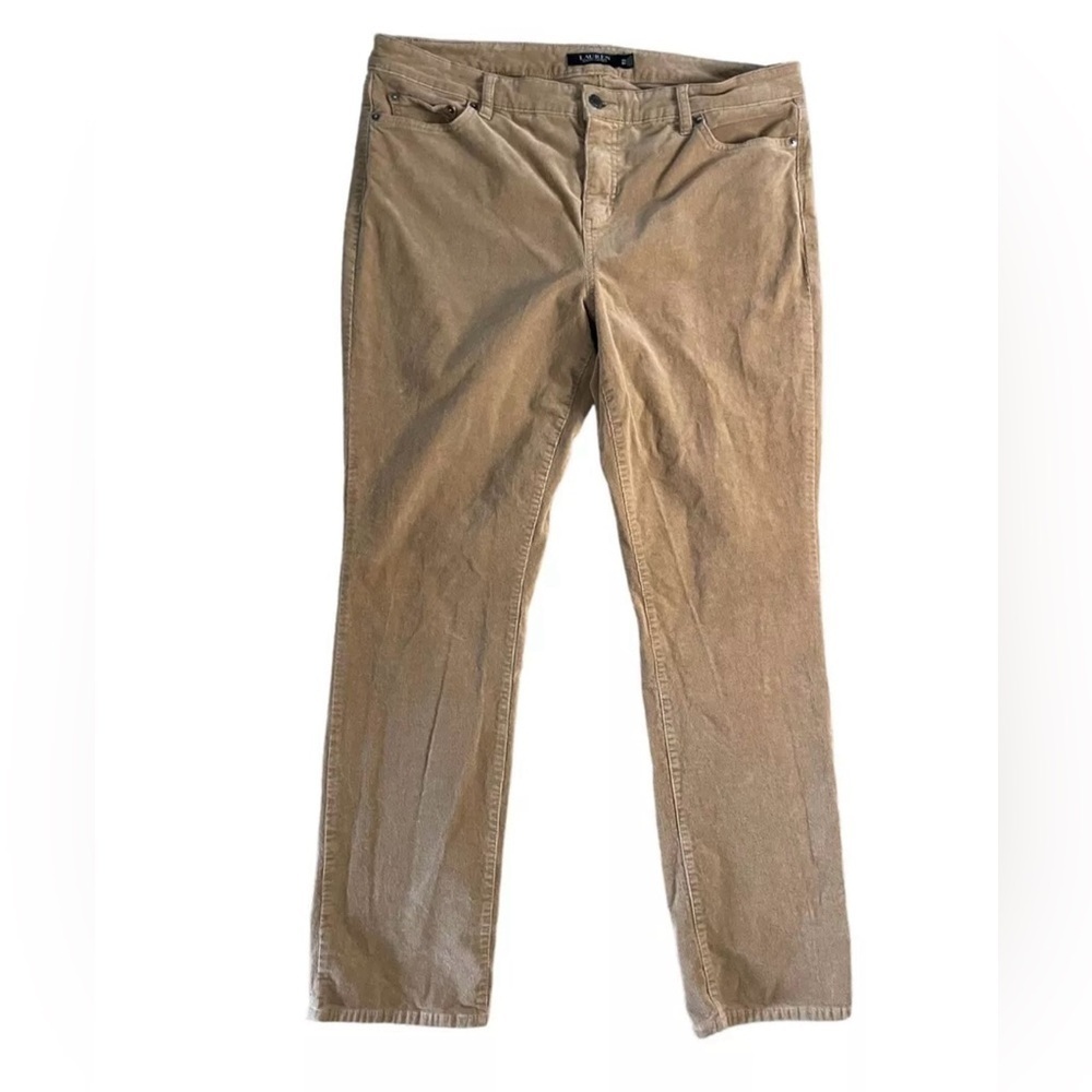 Lauren Ralph Lauren Tan Corduroy Pants Women’s Size 14W Straight Leg Preppy